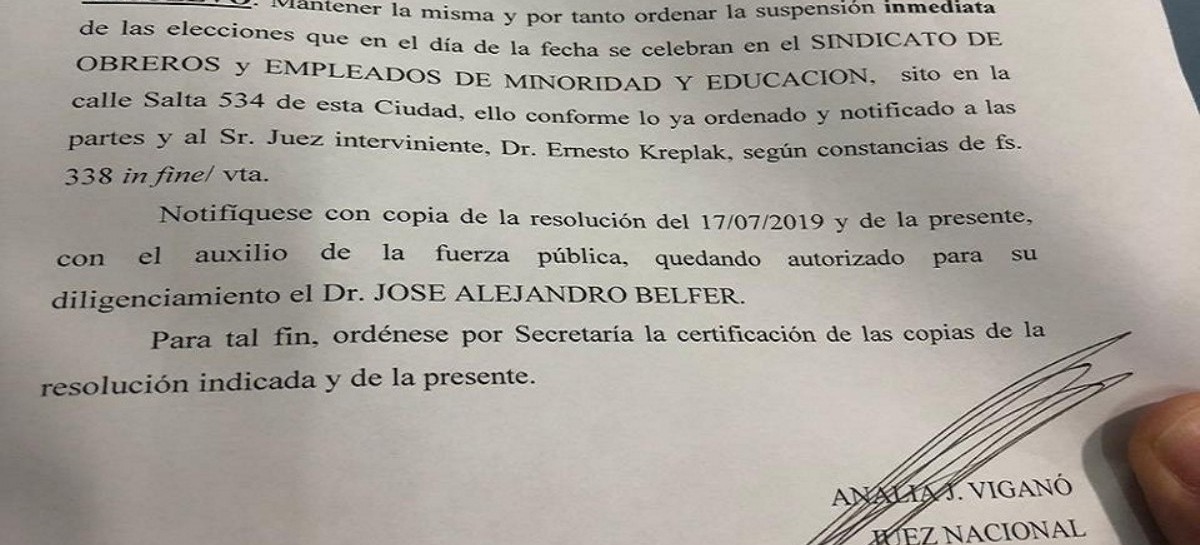 Ordenaron la "suspensión inmediata" de las elecciones en SOEME