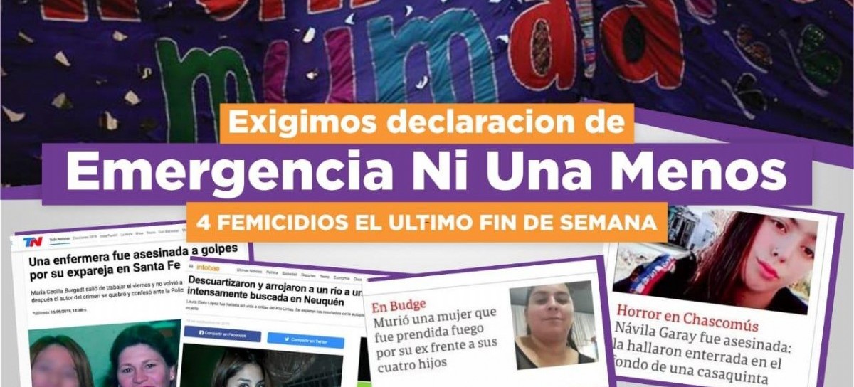 Un fin de semana, 4 femicidios: fuerte reclamo para que se declare la #EmergenciaNiUnaMenos