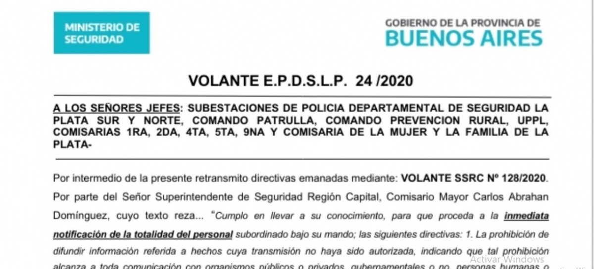 A raíz de "algo que no se tenía que saber", imponen un "bozal informativo" a policías de La Plata