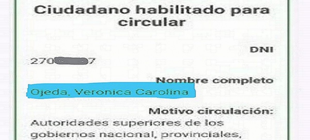 Denuncian que Verónica Ojeda, pareja de un funcionario de Seguridad, tiene privilegios para circular