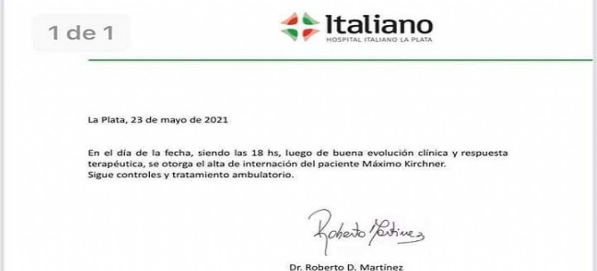 Tras ser dado de alta, Máximo Kirchner agradeció los mensajes de aliento recibidos