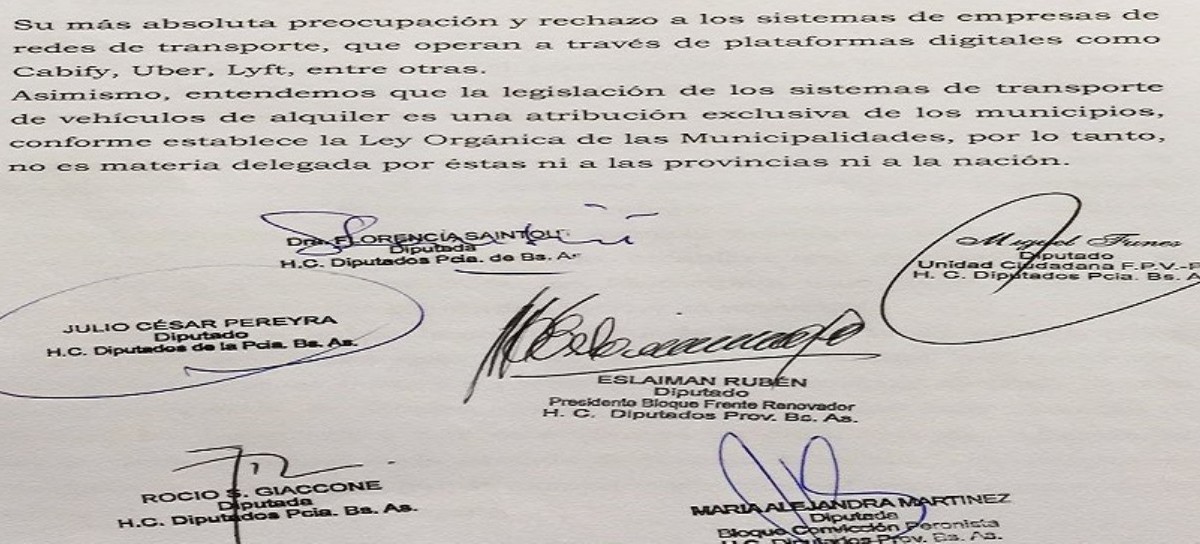 Seis diputados bonaerenses de la oposición se declararon contra la legalización de UBER en Provincia