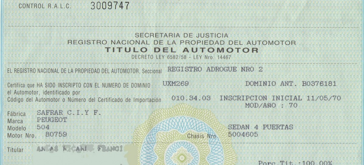 Escándalo en los REGISTROS DE LA PROPIEDAD DEL AUTOMOTOR: cobran las deudas con documentos falsos