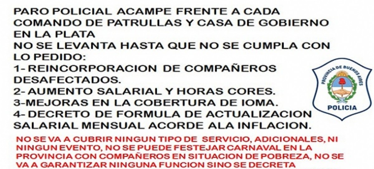 Policía bonaerense: nuevamente las redes se hacen eco de una convocatoria a un paro total