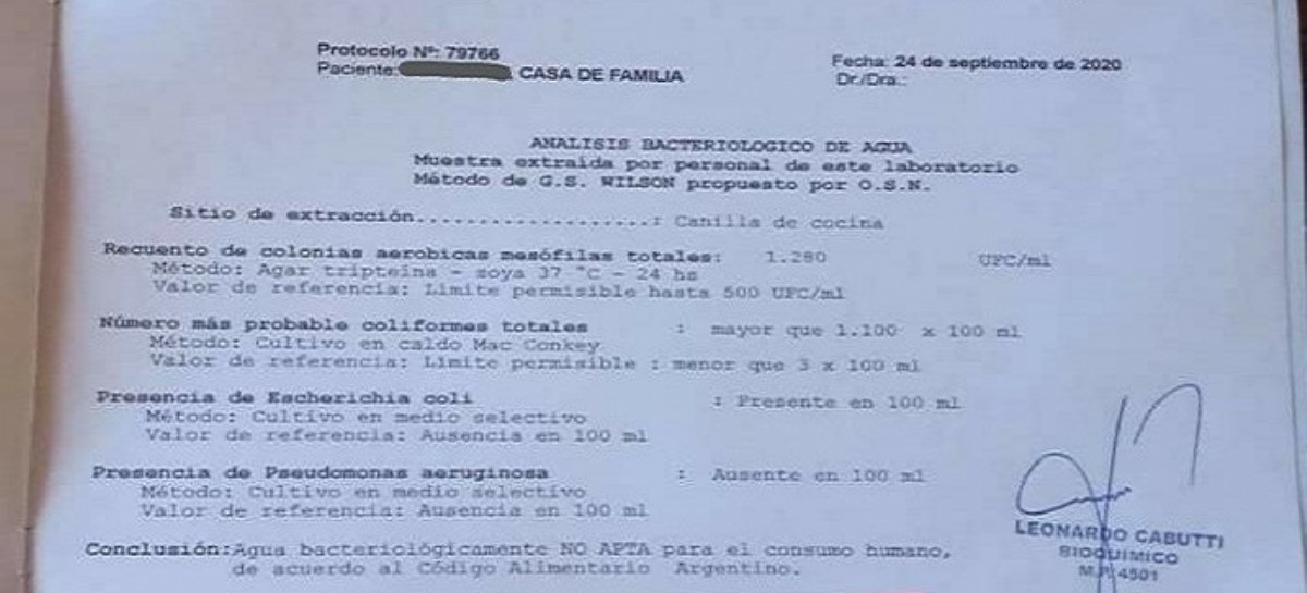 La Plata: laboratorio confirmó que en Los Hornos el agua corriente está contaminada