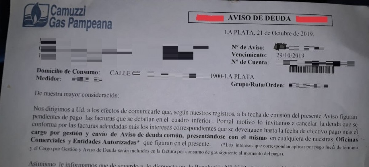 Camuzzi Gas Pampeana, sin previo aviso, les corta el servicio a sus clientes morosos