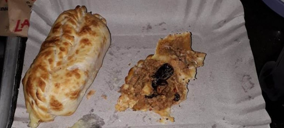 Desagradable: encontró una cucaracha dentro de una empanada de carne