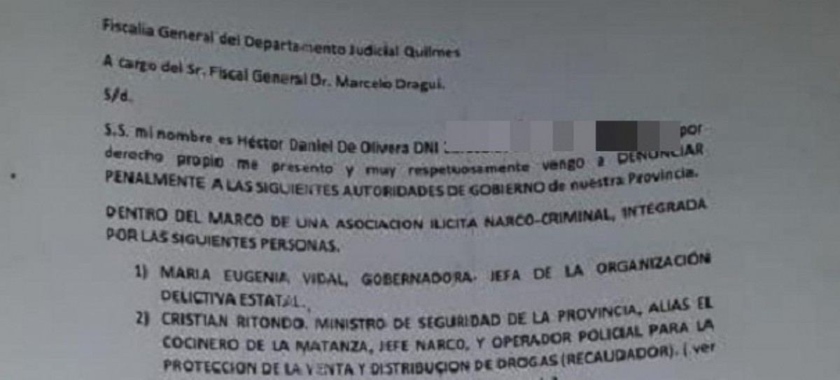 Narcotráfico: Tremenda denuncia en los tribunales de Quilmes contra Vidal, Ritondo y Conte Grand