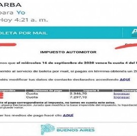 Advierten por un engaño informático mediante el envío de un correo en nombre de ARBA