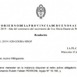El ministro Cristian Ritondo dispuso el retiro del jefe de la Policía bonaerense, Fabián Perroni