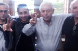 Giselle Fernández, la hermana de Cristina, y "Cuto" Moreno, acompañando candidatos de Brandsen