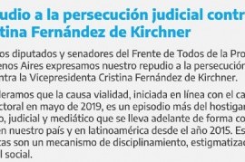 Fuerte respaldo de legisladoras y legisladores nacionales y bonaerenses a Cristina Kirchner