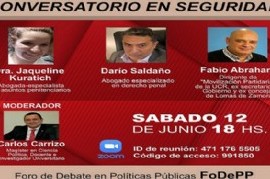 Vía Zoom, realizarán este sábado un Conversatorio para debatir sobre la cuestión de la Seguridad