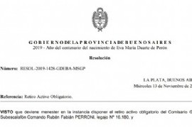 El ministro Cristian Ritondo dispuso el retiro del jefe de la Policía bonaerense, Fabián Perroni