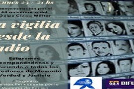 Berisso: Por la cuarentena obligatoria, la Vigilia por Memoria, Verdad y Justicia se "hace escuchar"