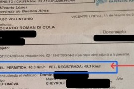 Vicente López: Iba a 45,3 Km/h cuando el límite permitido era de 40 Km/h y lo multaron con $151.500