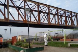 El ministerio de Seguridad realizó una desinfección en el barrio platense Puente de Fierro
