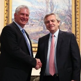 El presidente Fernández recibió en Casa Rosada al presidente de Cuba, Miguel Díaz-Canel